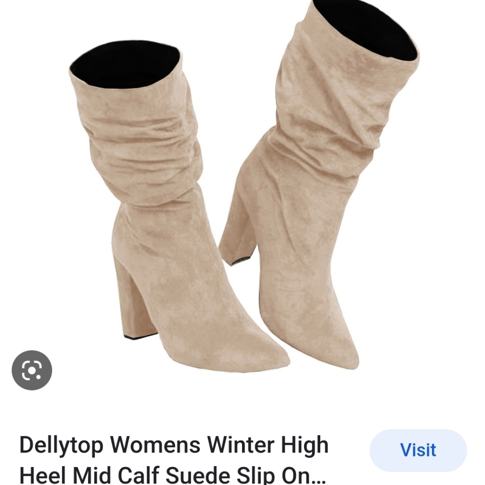 Dellytop women high heel mid calf suede feel shoes size 8 nwot.